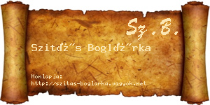 Szitás Boglárka névjegykártya